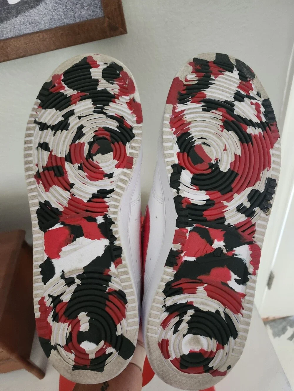 Nike White Court Vision Low with Red Swoosh